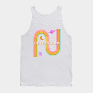 Capricorn 70s Rainbow with planets Tank Top